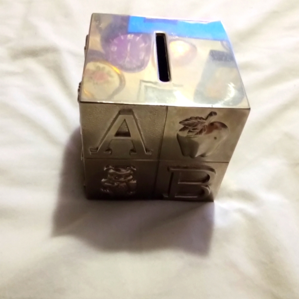 Silver Plated Baby Block